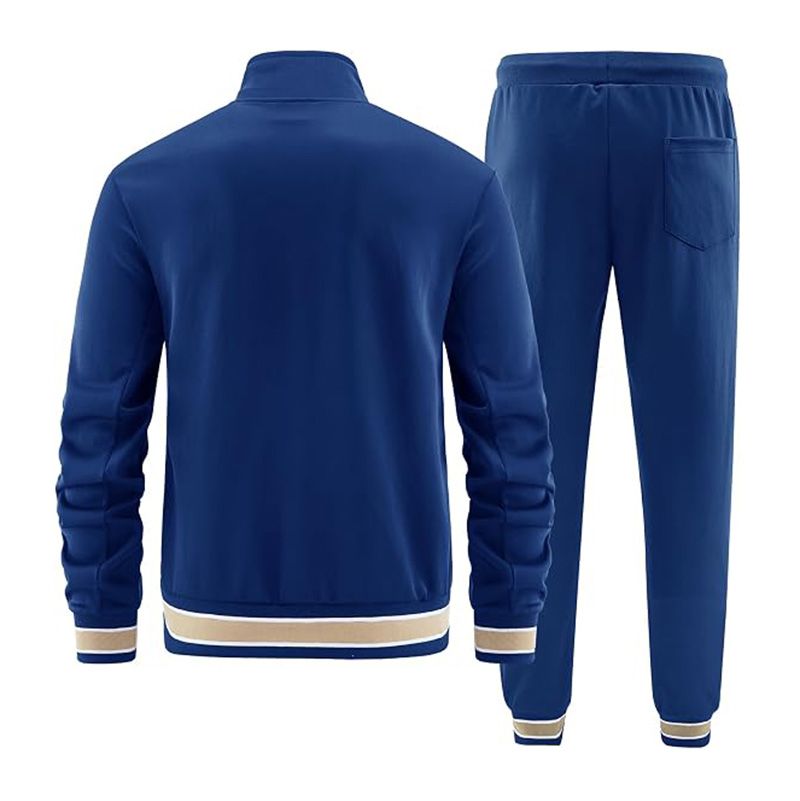 two-piece tracksuit in blue, tan and white, additional view 2, manufactured by Abeeha Leather Industry
