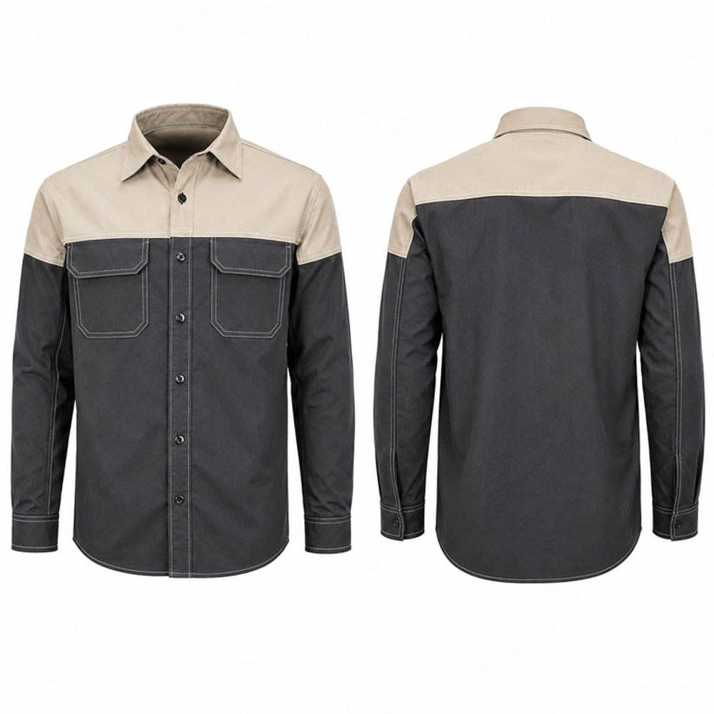 men's FR shirt in black with a red skull-print contrast lining, additional view 5, manufactured by Abeeha Leather Industry