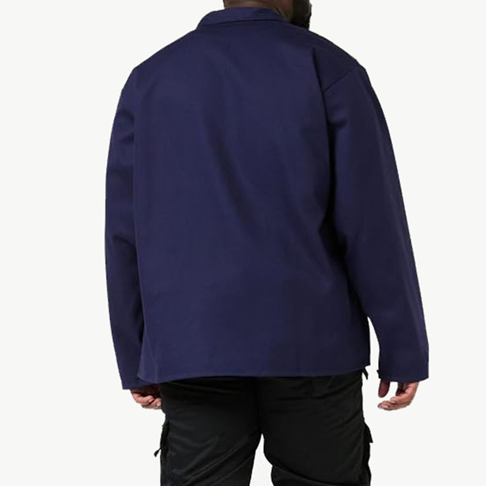 FR cotton welding jacket in navy, additional view 2, manufactured by Abeeha Leather Industry