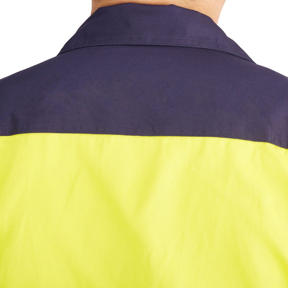 hi-vis coverall in yellow and navy, additional view 3, manufactured by Abeeha Leather Industry