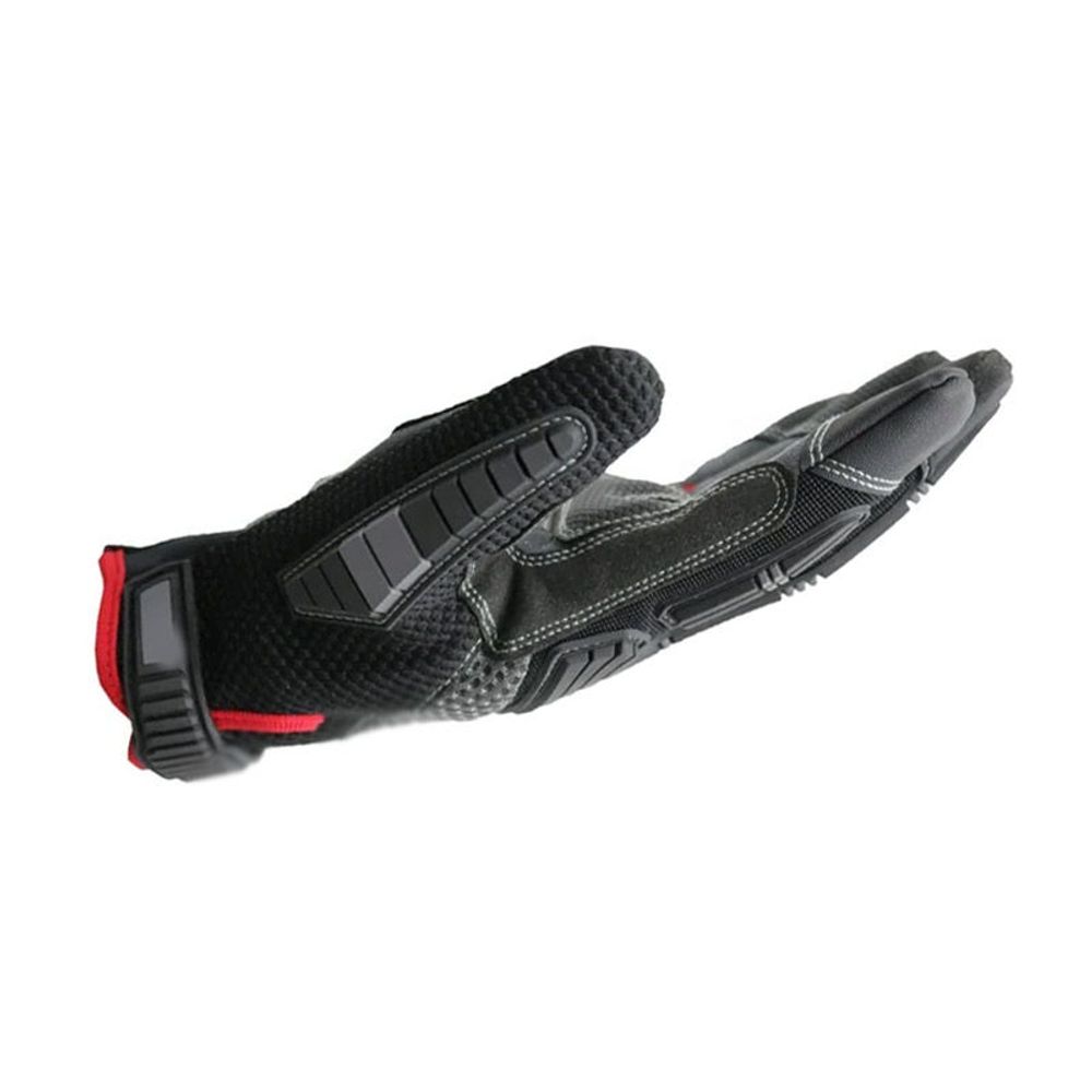 impact mechanic gloves in black synthetic with red accent trim, additional view 2, manufactured by Abeeha Leather Industry