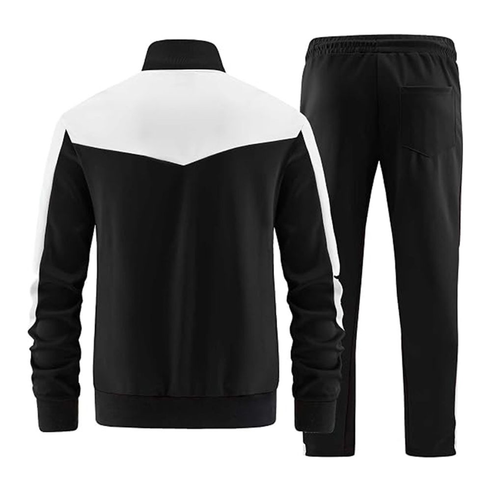 two-piece hooded tracksuit in black and white, additional view 2, manufactured by Abeeha Leather Industry