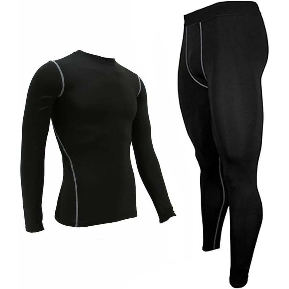 men's compression base layer set in black, additional view 2, manufactured by Abeeha Leather Industry
