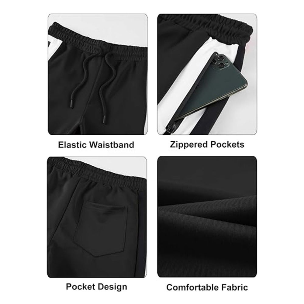 two-piece hooded tracksuit in black and white, additional view 3, manufactured by Abeeha Leather Industry