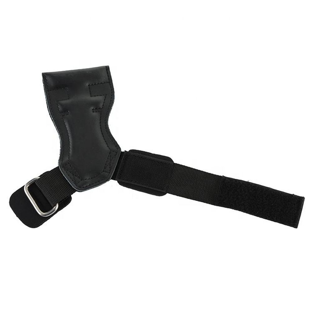 fitness training gloves in black with a wrap-around wrist strap, additional view 2, manufactured by Abeeha Leather Industry