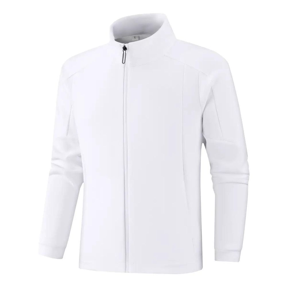 men's track jacket and pants set in white with black pants, additional view 4, manufactured by Abeeha Leather Industry