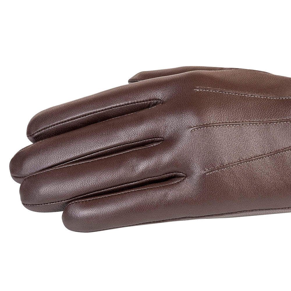 men's leather dress gloves in brown, additional view 4, manufactured by Abeeha Leather Industry