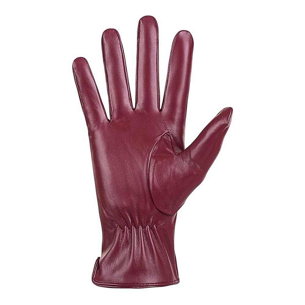 women's leather dress gloves in burgundy, additional view 2, manufactured by Abeeha Leather Industry