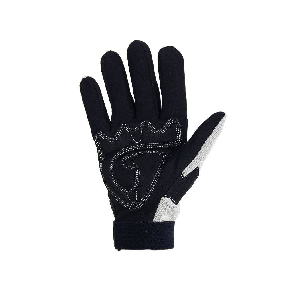 mechanic gloves in grey and black synthetic, additional view 3, manufactured by Abeeha Leather Industry