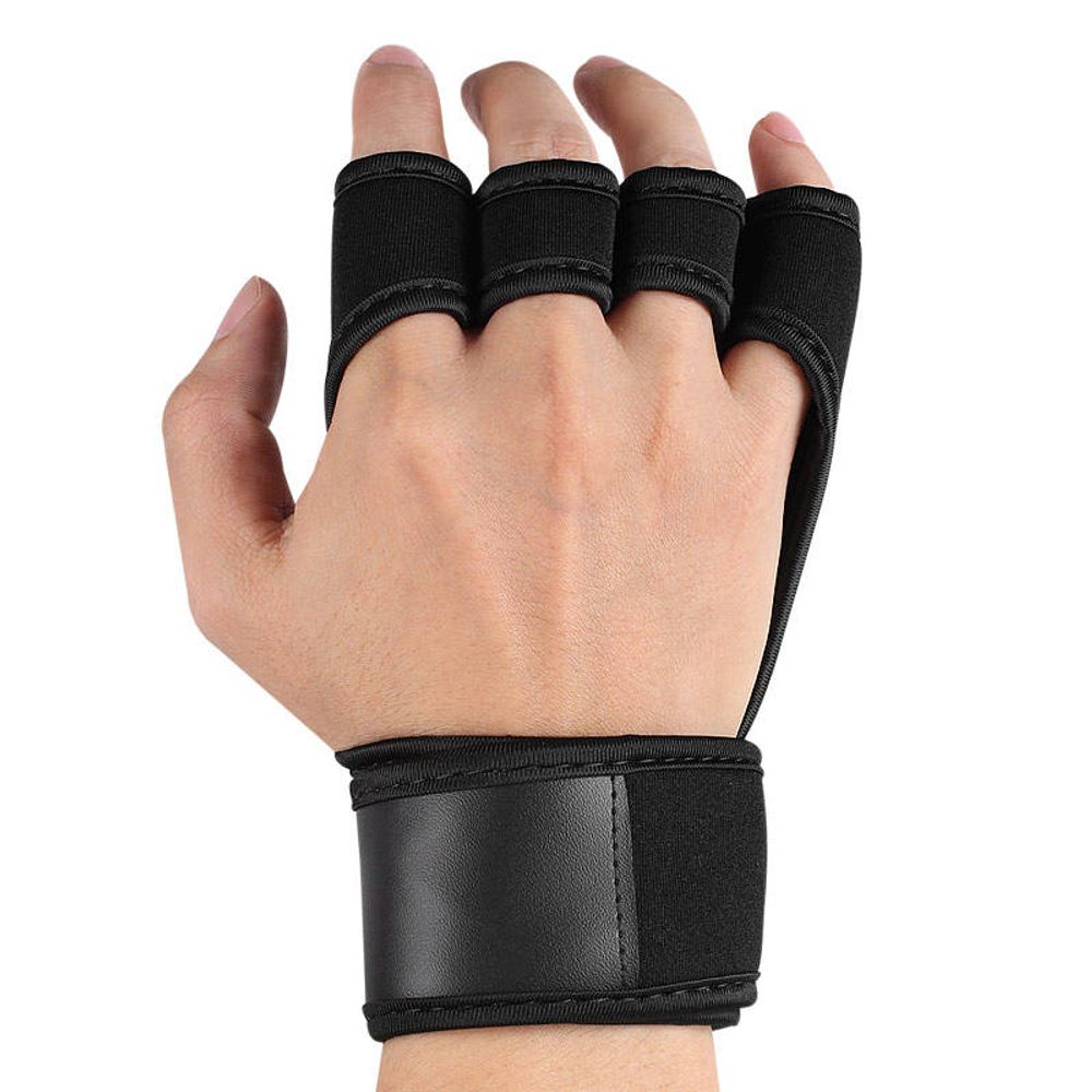 fitness training gloves in black with a textured grip palm, additional view 2, manufactured by Abeeha Leather Industry