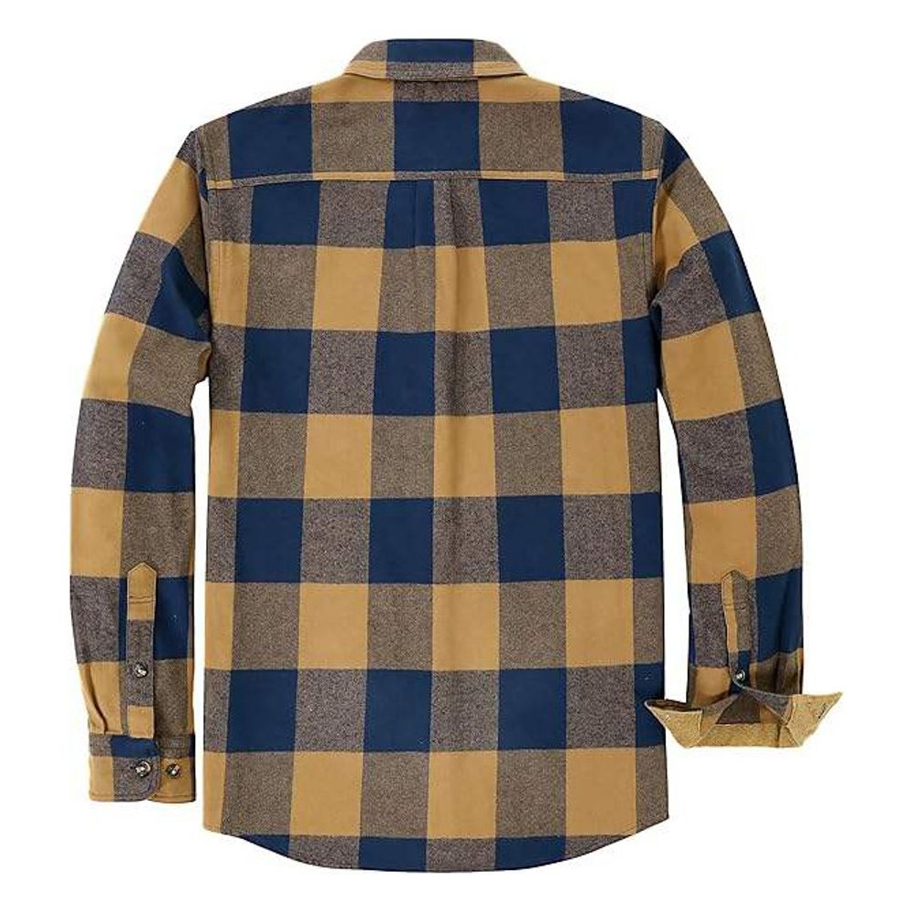 flannel shirt in navy and tan buffalo plaid, additional view 2, manufactured by Abeeha Leather Industry