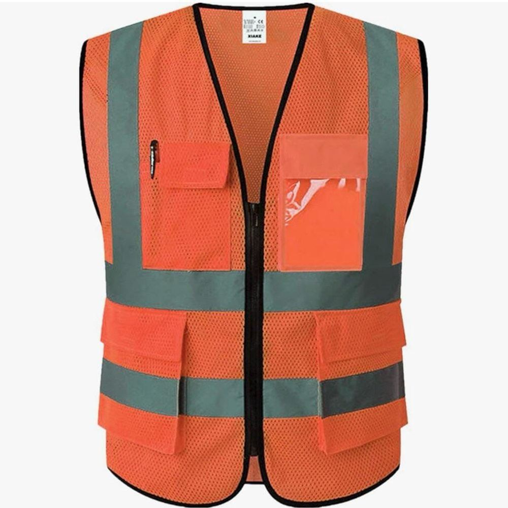 hi-vis mesh safety vest in lime, additional view 4, manufactured by Abeeha Leather Industry