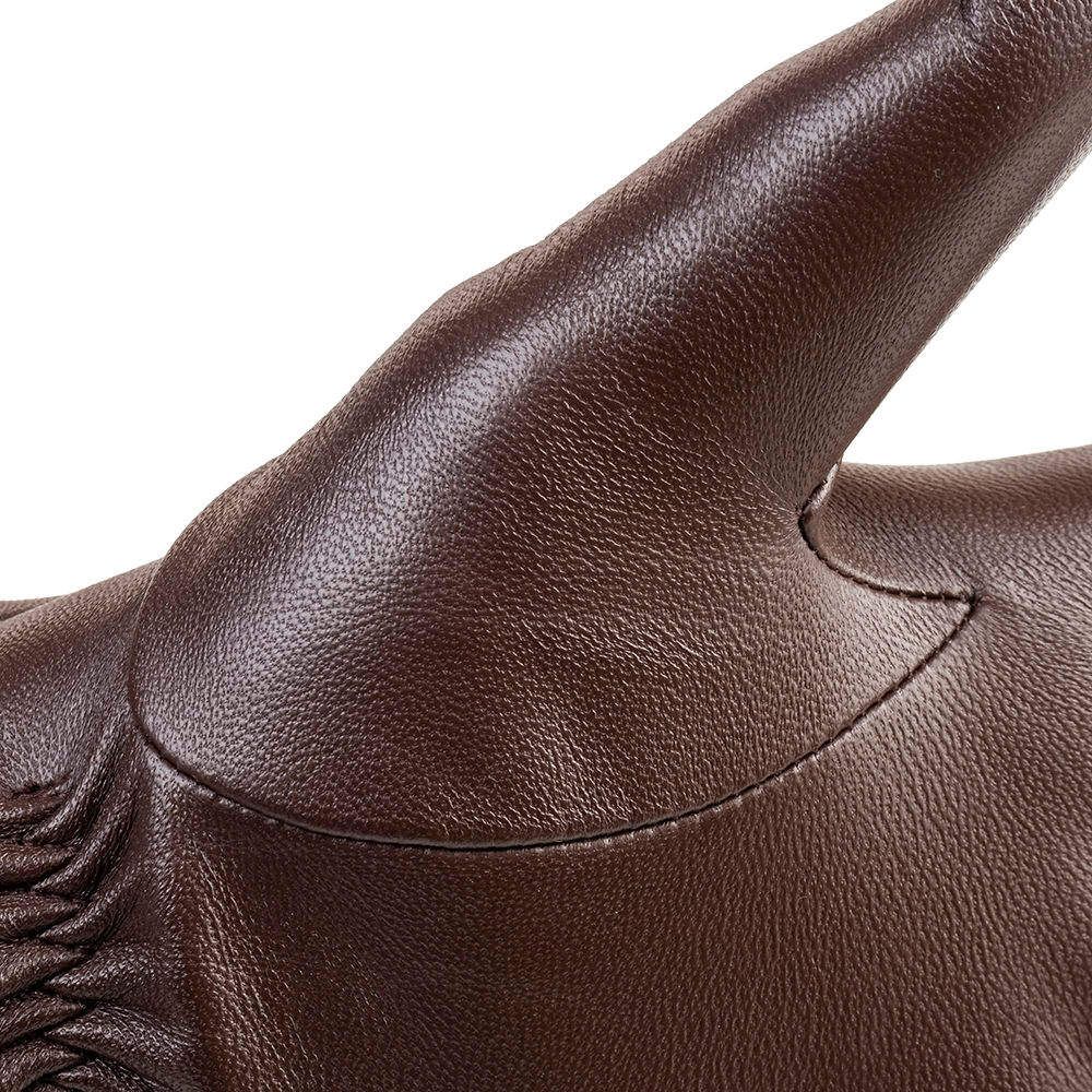 men's leather dress gloves in brown, additional view 3, manufactured by Abeeha Leather Industry