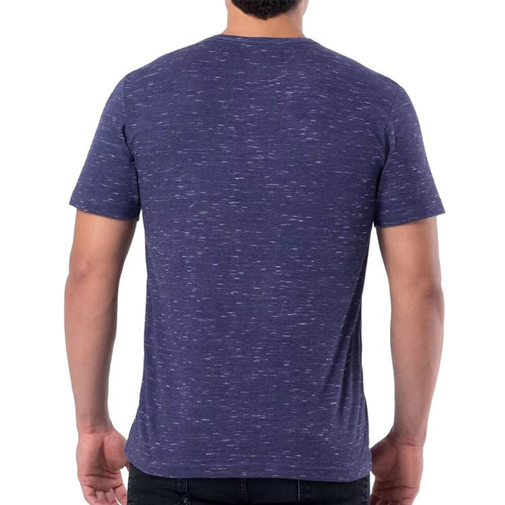 men's heathered crew tee in navy, additional view 2, manufactured by Abeeha Leather Industry