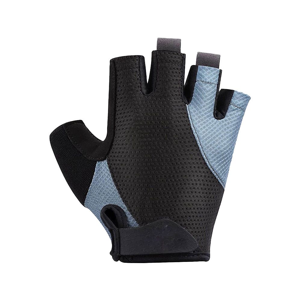 cycling gloves in black and blue-grey mesh, additional view 2, manufactured by Abeeha Leather Industry