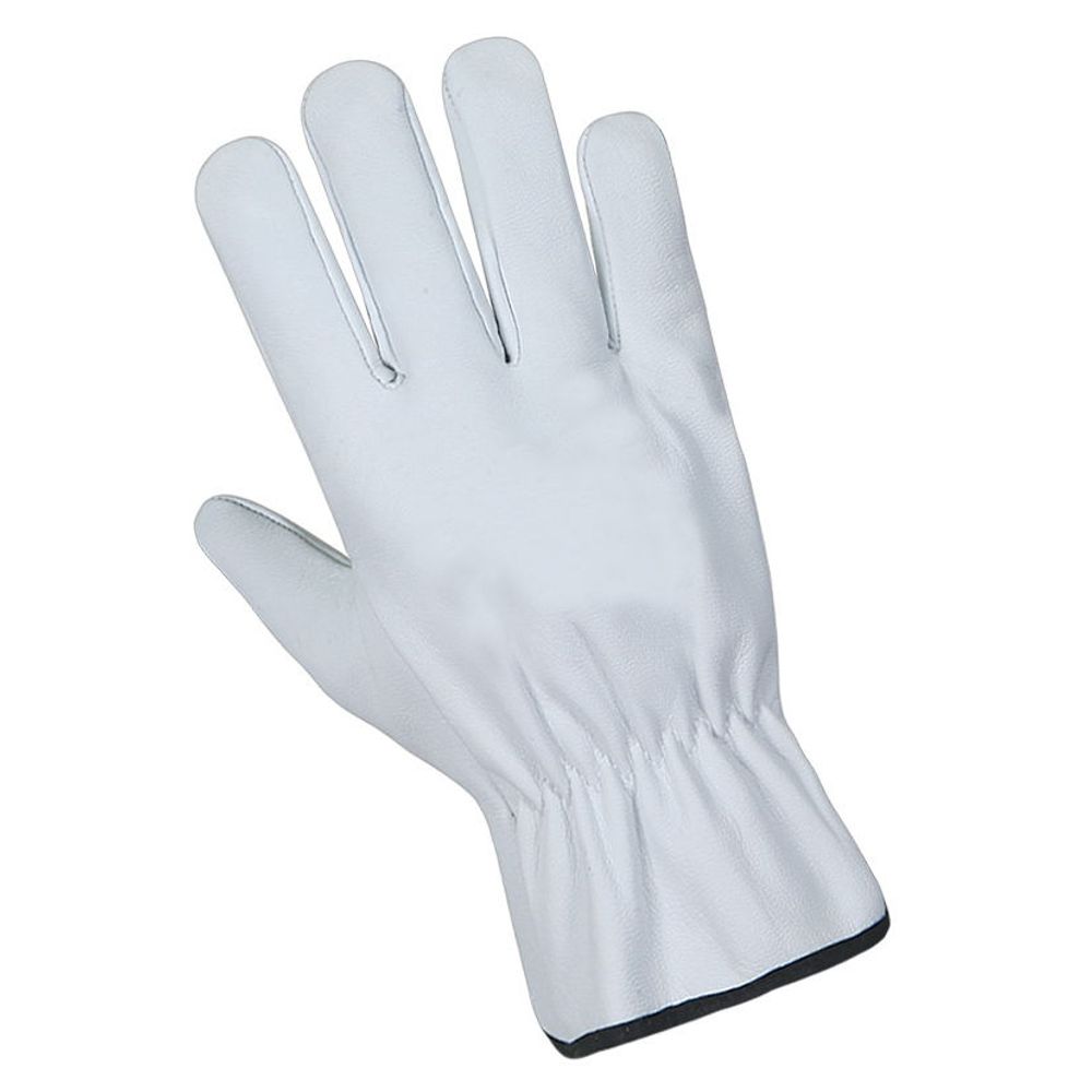 driver gloves in white grain leather with black edge trim, additional view 2, manufactured by Abeeha Leather Industry