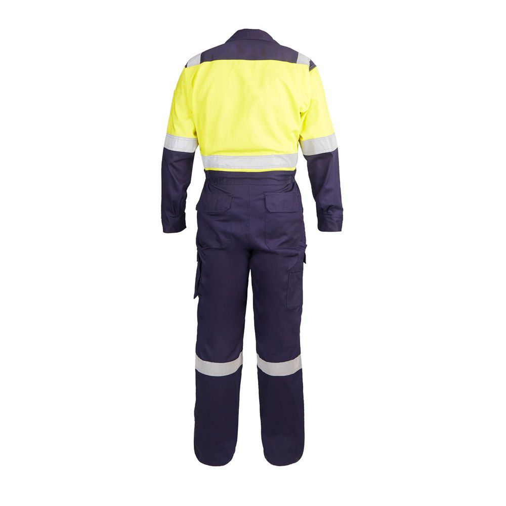hi-vis coverall in yellow and navy, additional view 2, manufactured by Abeeha Leather Industry