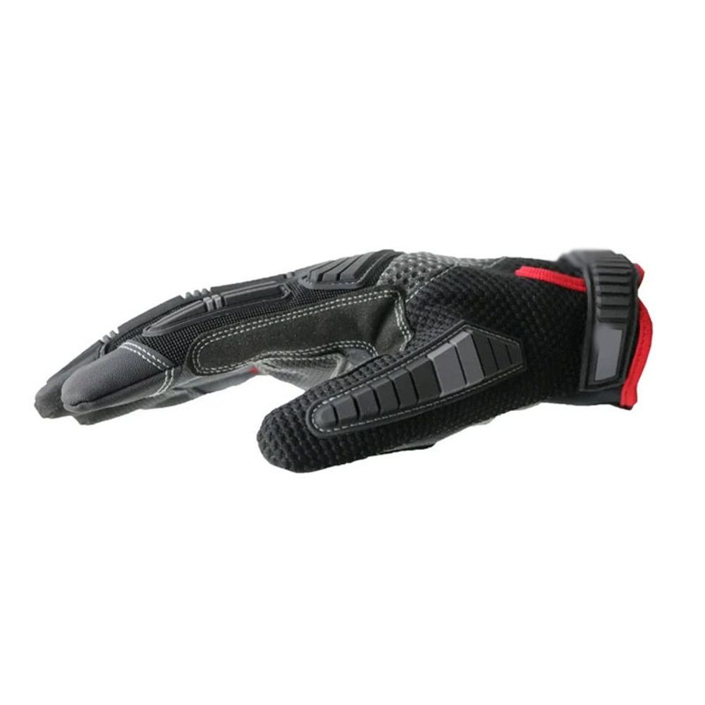 impact mechanic gloves in black synthetic with red accent trim, additional view 3, manufactured by Abeeha Leather Industry