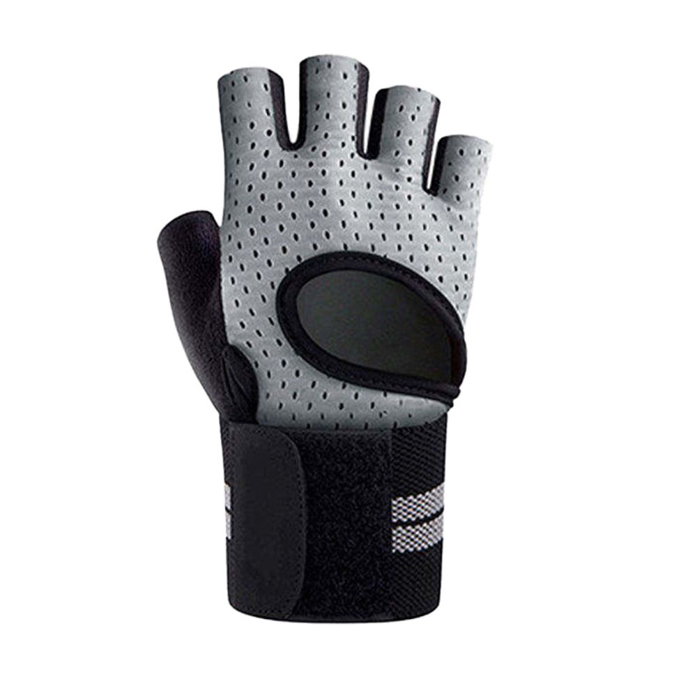 cycling gloves in grey with a silicone grip palm, additional view 3, manufactured by Abeeha Leather Industry