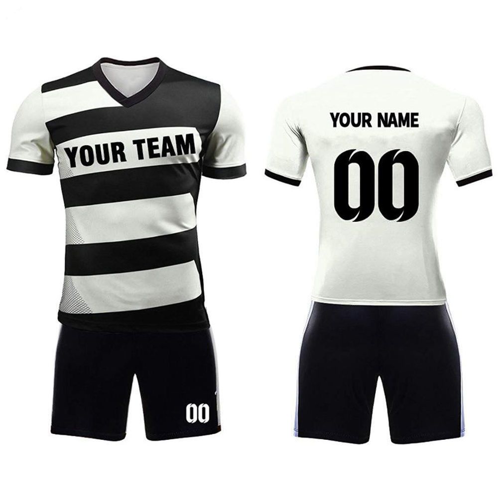 football kit in black and white stripe, front view, manufactured by Abeeha Leather Industry