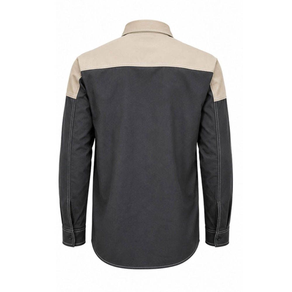 men's FR shirt in black with a red skull-print contrast lining, additional view 2, manufactured by Abeeha Leather Industry