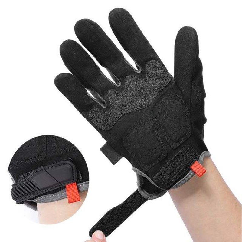 tactical impact mechanic gloves in grey and black synthetic with ridged guards, additional view 3, manufactured by Abeeha Leather Industry