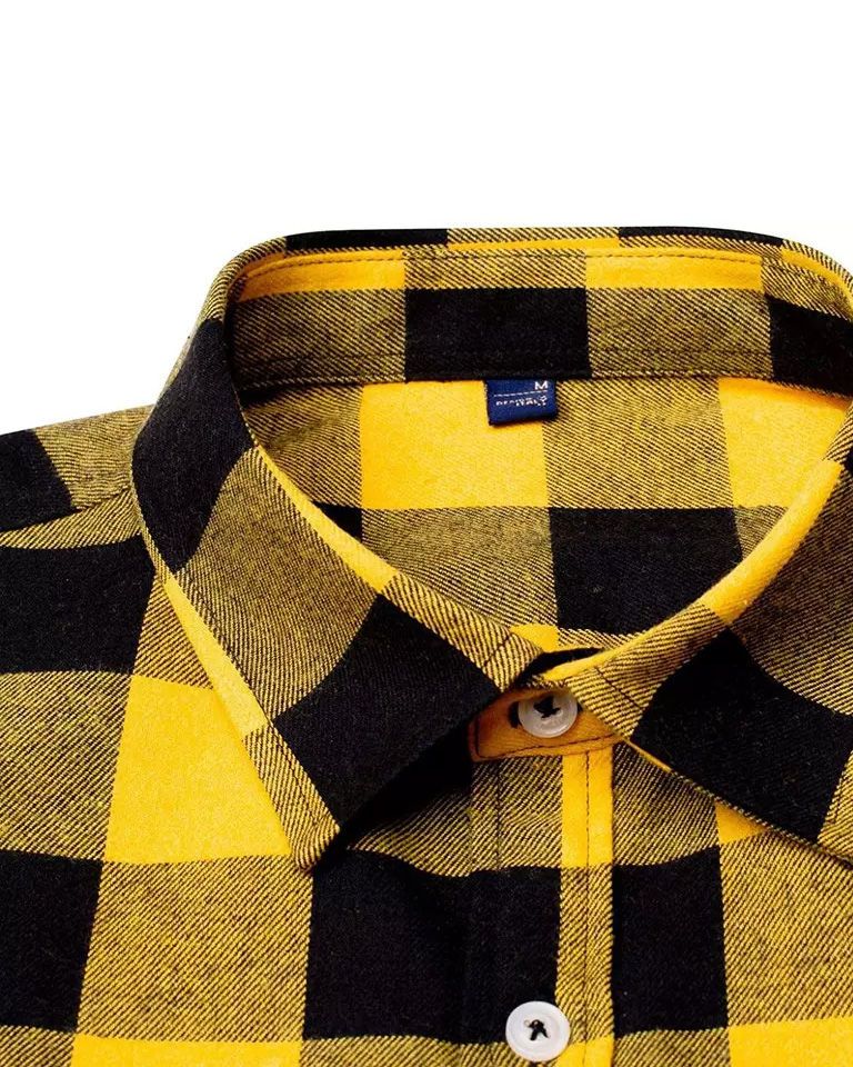 flannel shirt in yellow and black buffalo check, additional view 3, manufactured by Abeeha Leather Industry