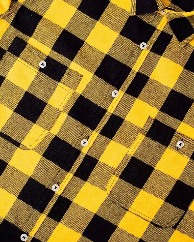 flannel shirt in yellow and black buffalo check, additional view 2, manufactured by Abeeha Leather Industry