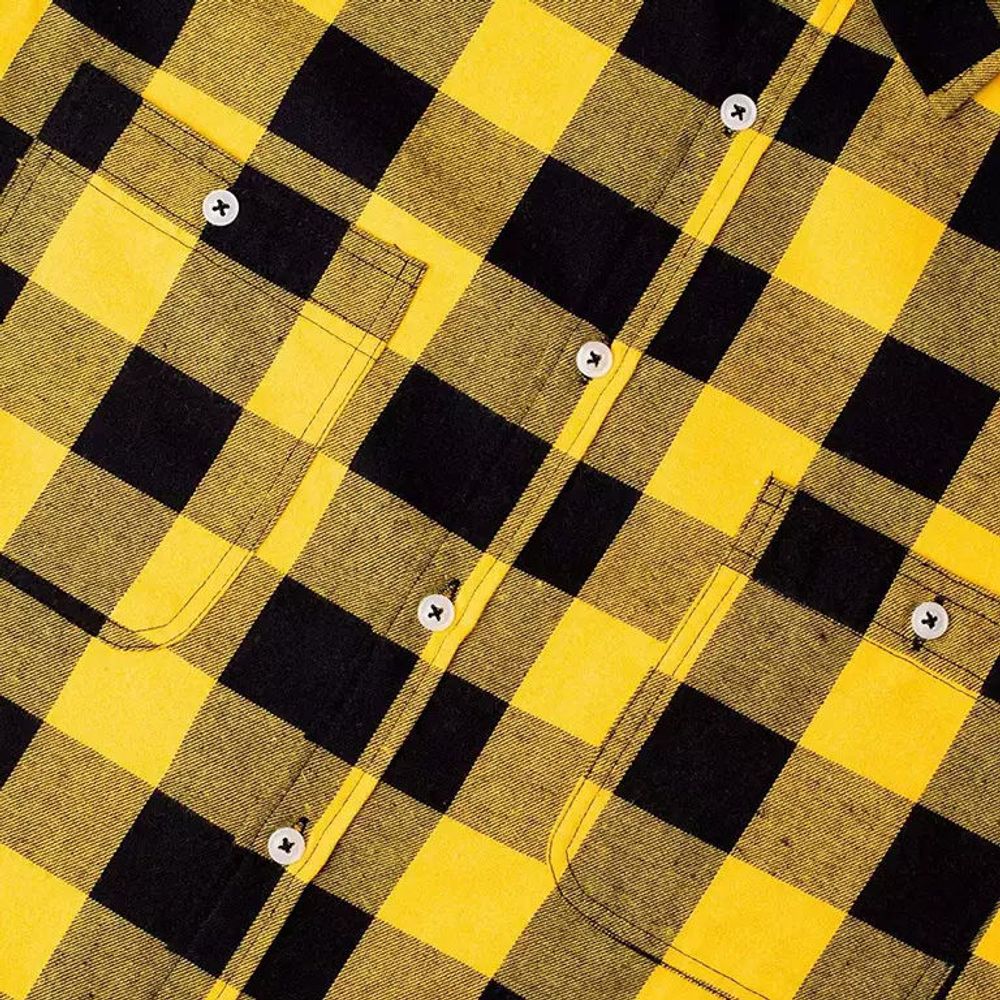 flannel shirt in yellow and black buffalo check, additional view 2, manufactured by Abeeha Leather Industry