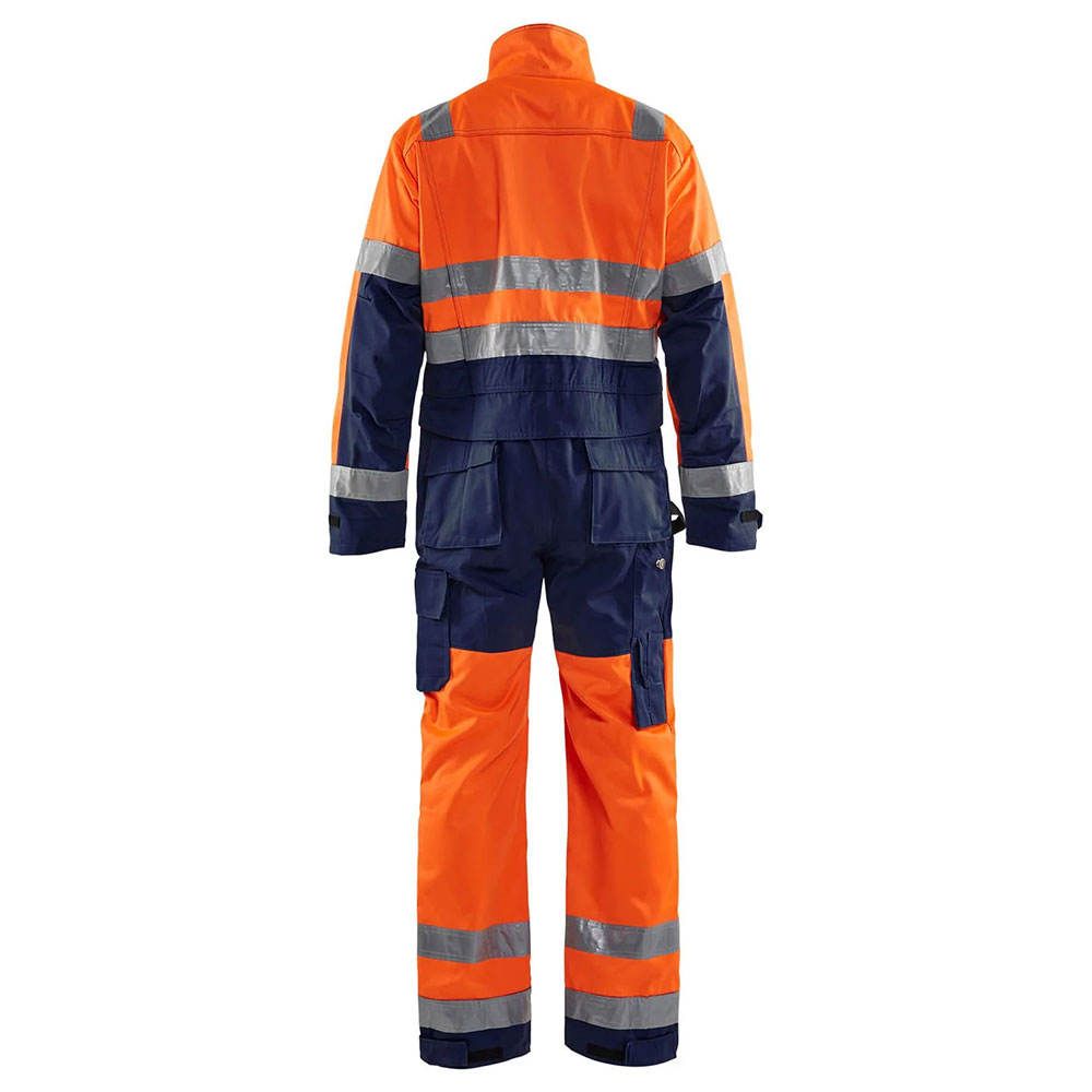 hi-vis coverall in orange and navy, additional view 2, manufactured by Abeeha Leather Industry