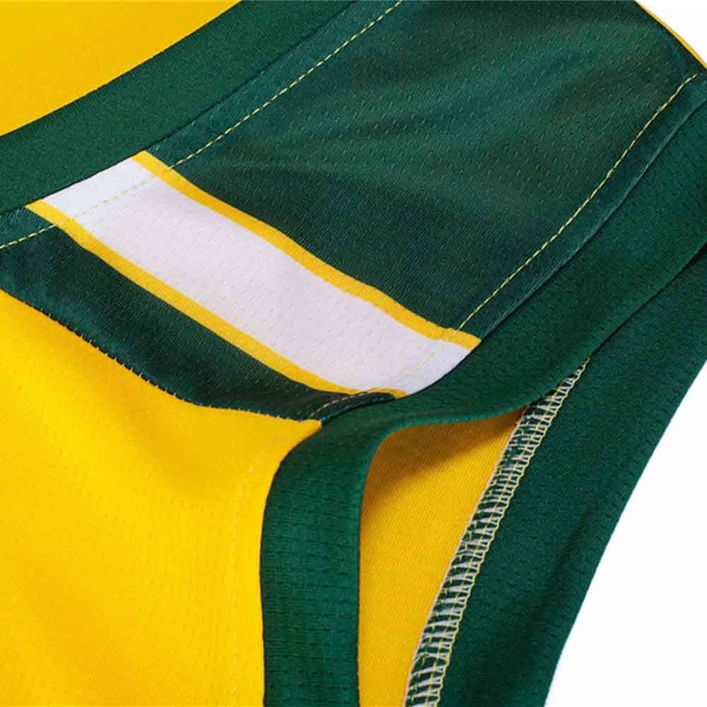 basketball uniform in green, white and gold, additional view 4, manufactured by Abeeha Leather Industry