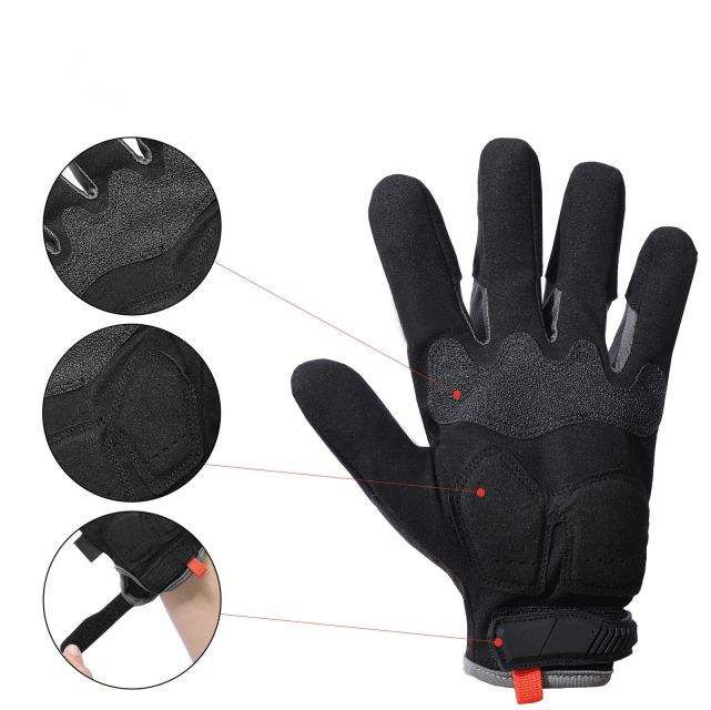 tactical impact mechanic gloves in grey and black synthetic with ridged guards, additional view 4, manufactured by Abeeha Leather Industry