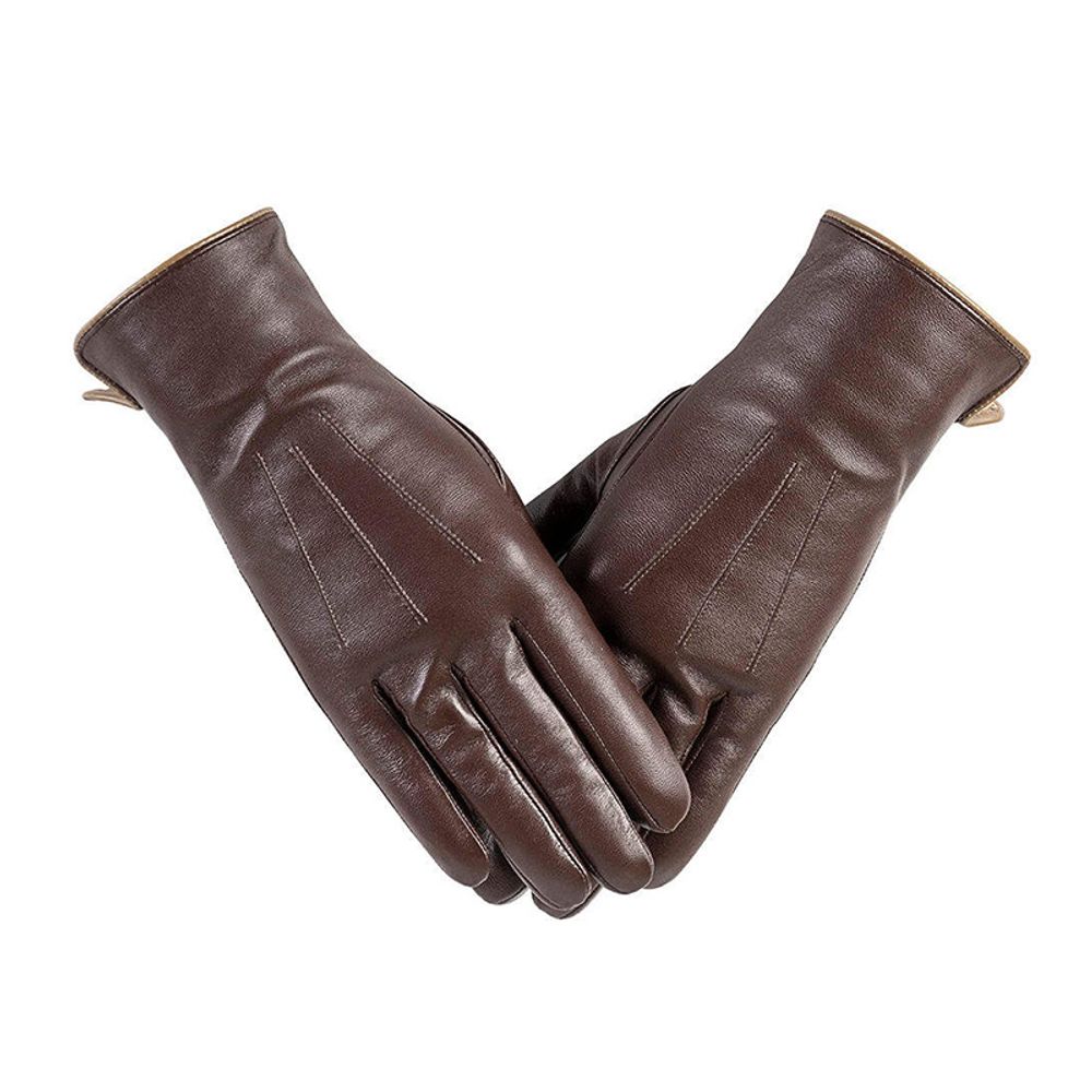 men's leather dress gloves in brown, additional view 2, manufactured by Abeeha Leather Industry