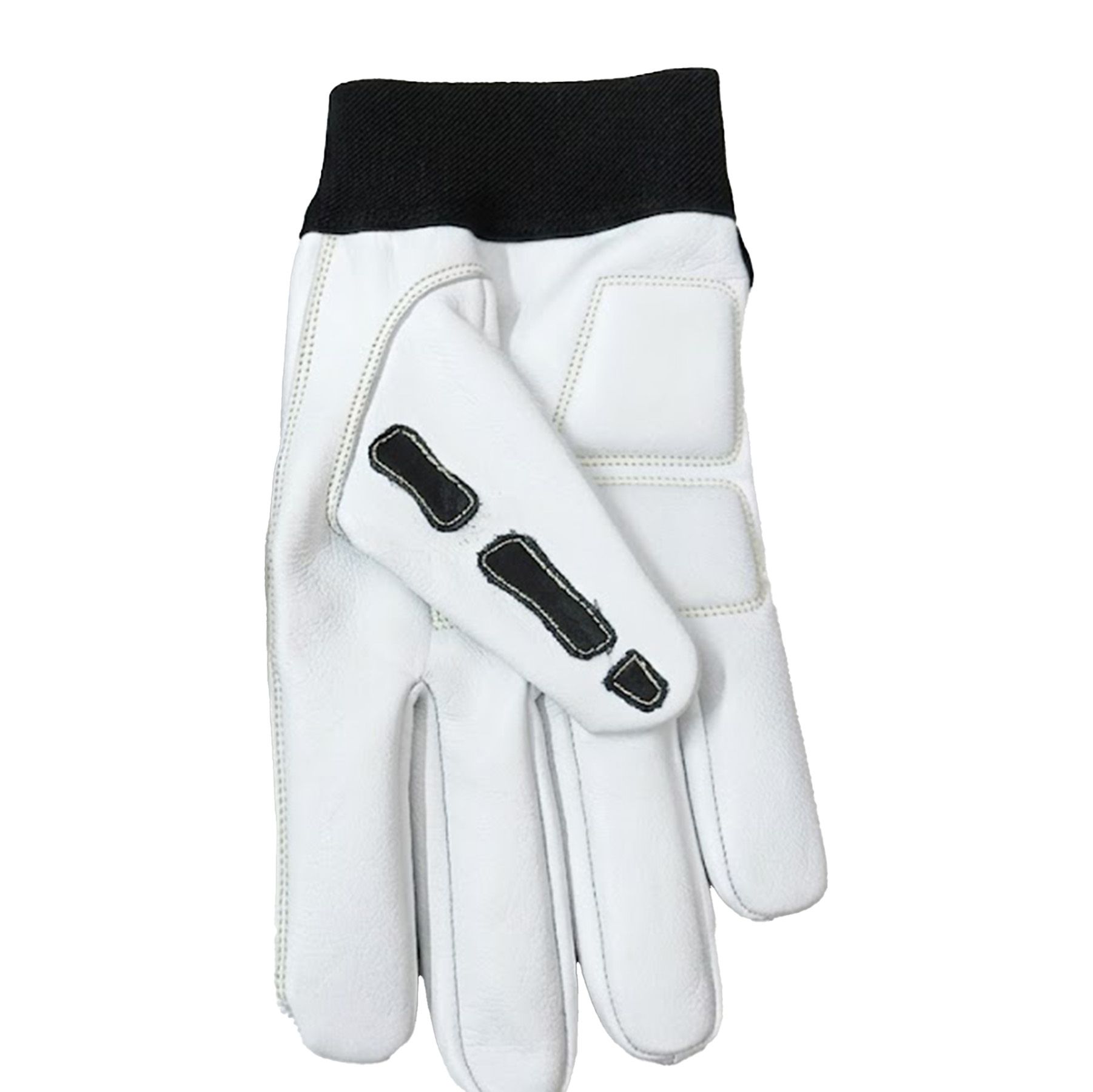 leather work gloves in white grain leather with a segmented knuckle guard, additional view 3, manufactured by Abeeha Leather Industry