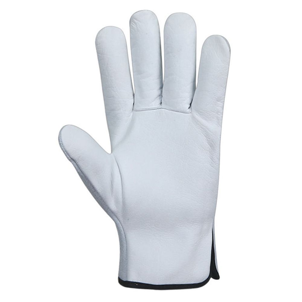 driver gloves in white grain leather with black edge trim, additional view 3, manufactured by Abeeha Leather Industry