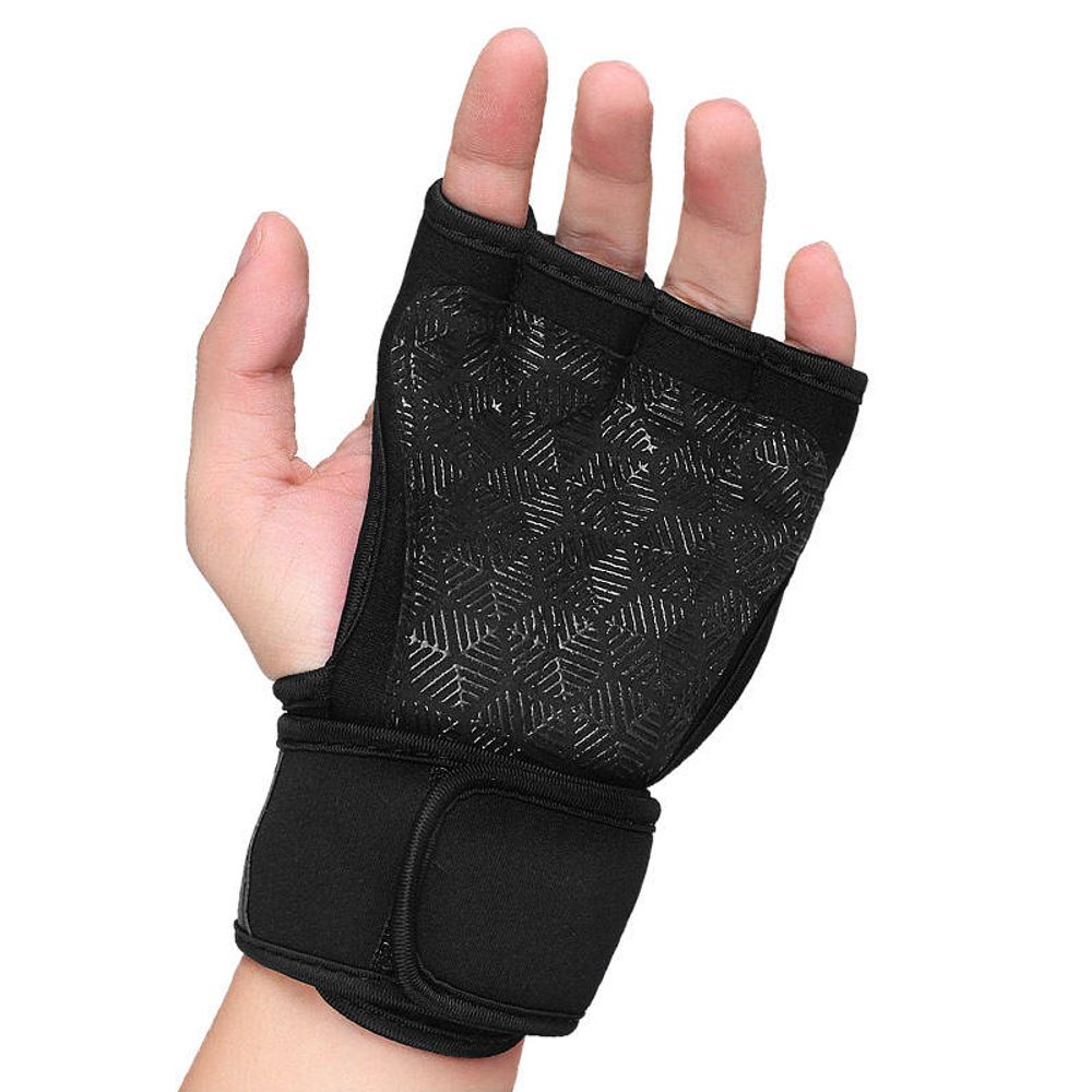 fitness training gloves in black with a textured grip palm, additional view 3, manufactured by Abeeha Leather Industry