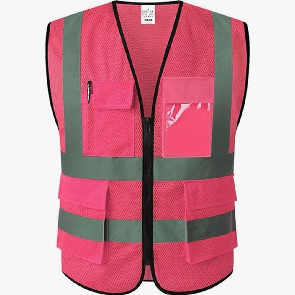 hi-vis mesh safety vest in lime, additional view 3, manufactured by Abeeha Leather Industry