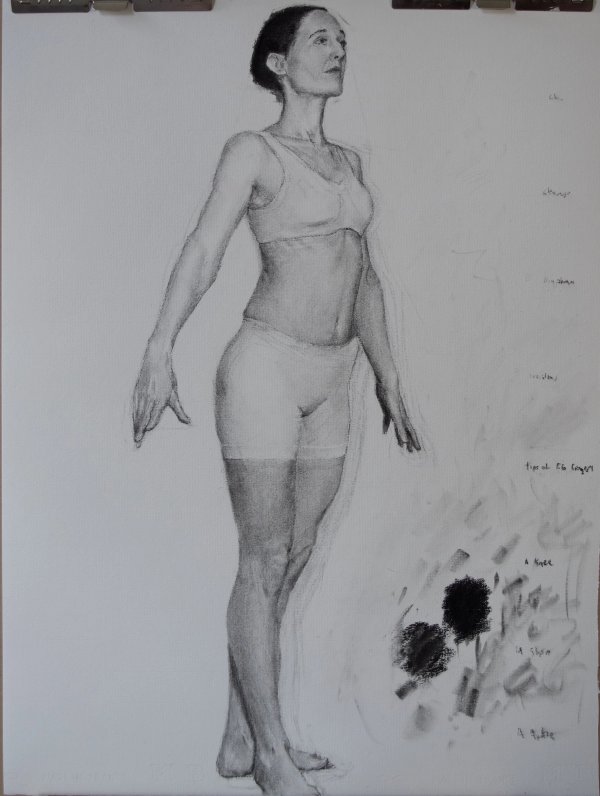 Charcoal figure study from the author’s first year of academic figure drawing.