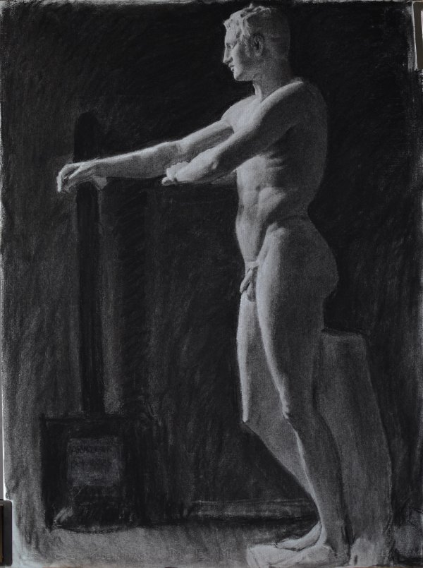 Charcoal figure study from the author’s first year of academic figure drawing.