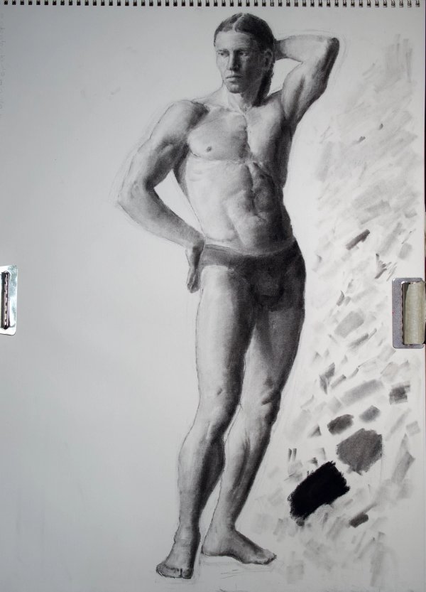 Charcoal figure study from the author’s first year of academic figure drawing.