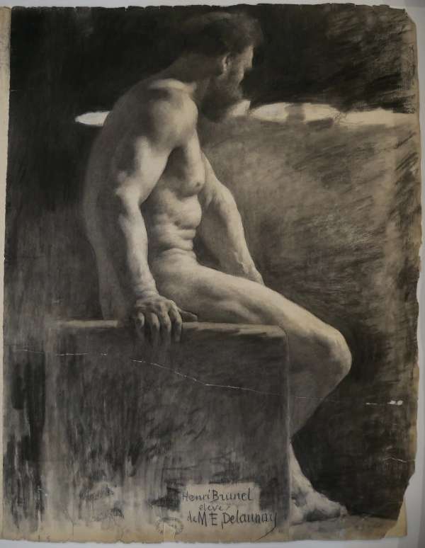 Brunet, Henri-Jean-Baptiste — full figure académie drawing, École des Beaux-Arts