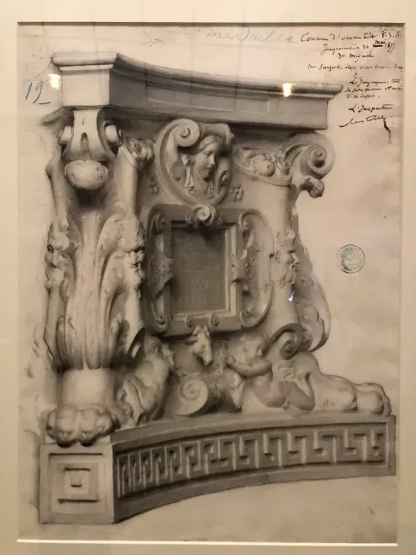 Academic Drawing Ornamental cast pediment ecole des beaux arts