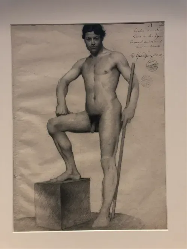 Academic Drawing Half Figure Man holding hands in prayer position John Singer Sargent