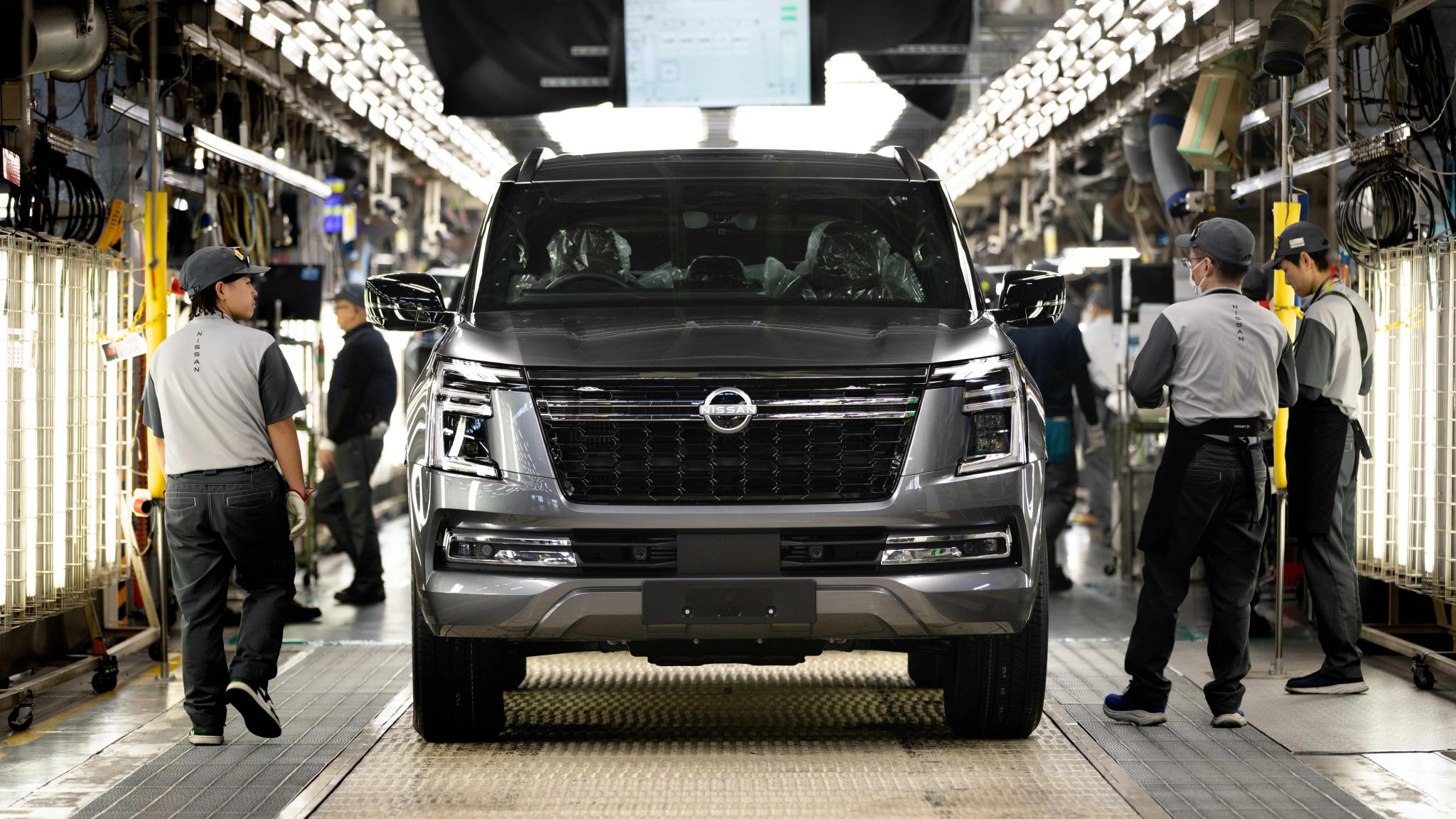 All-new Nissan Patrol Y63 coming off the production line at the Nissan Shatai Kyushu plant in Japan