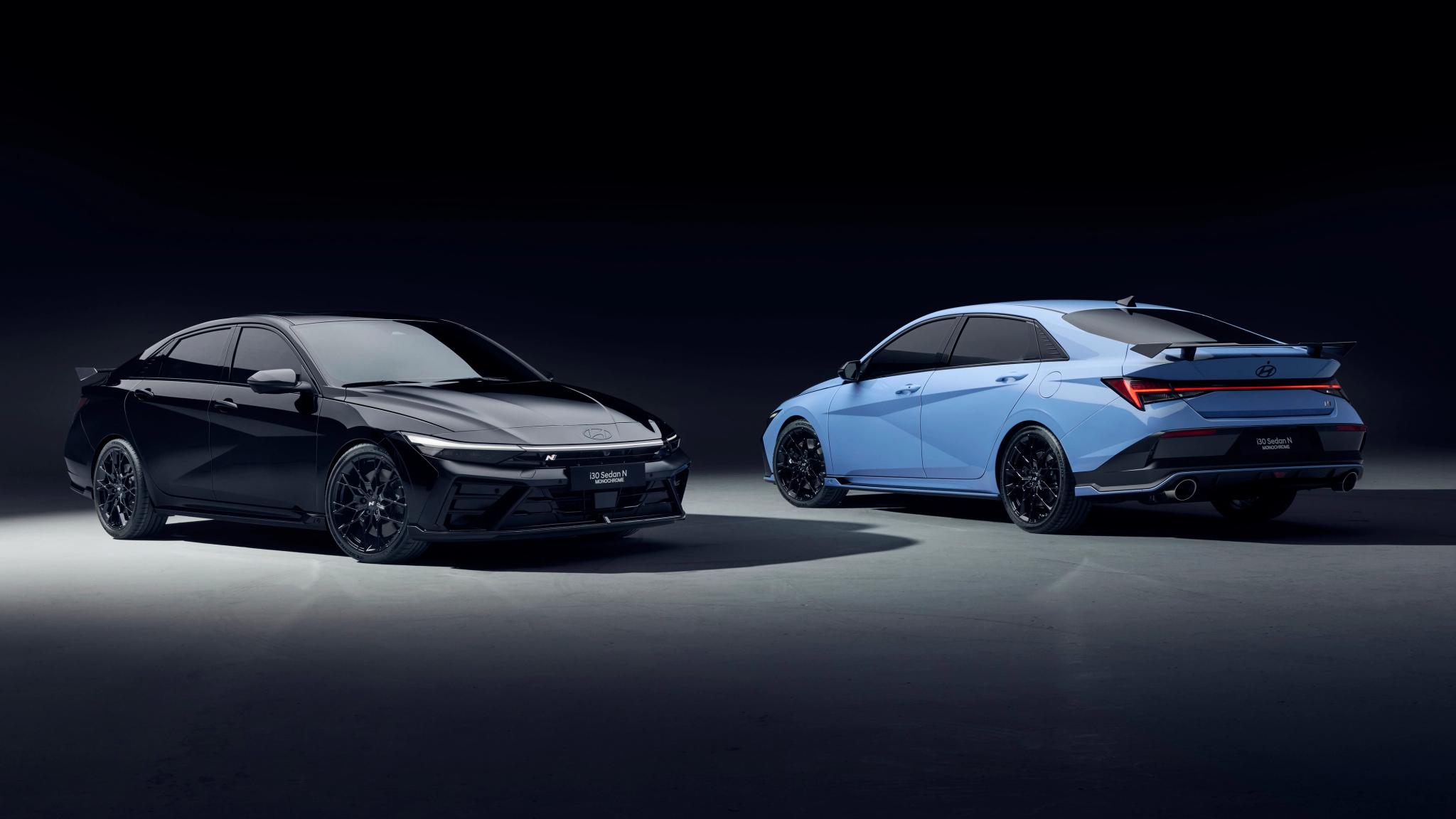 Hyundai i30 Sedan N Monochrome with forged wheels and carbon fibre rear spoiler