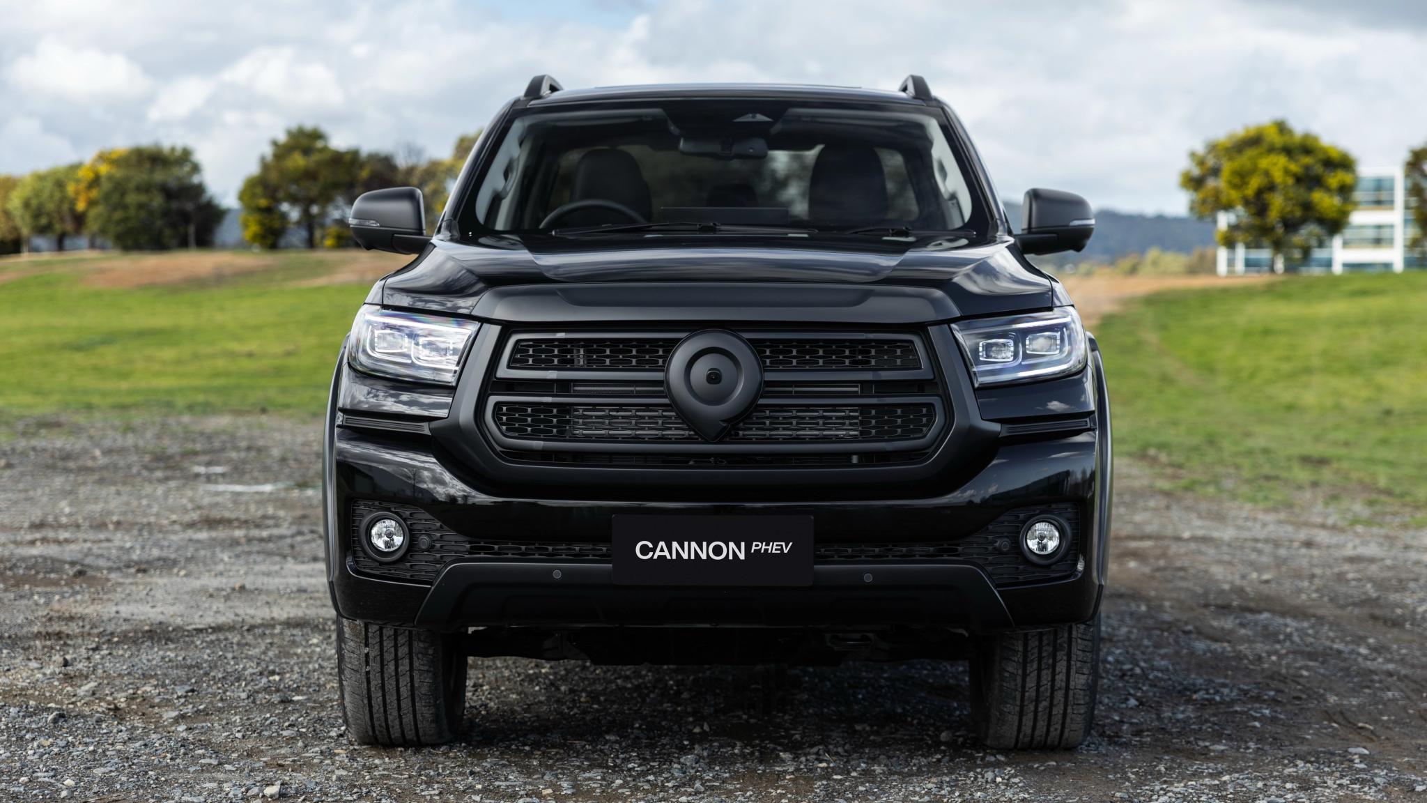 Black GWM Cannon Hi4-T PHEV dual-cab ute front