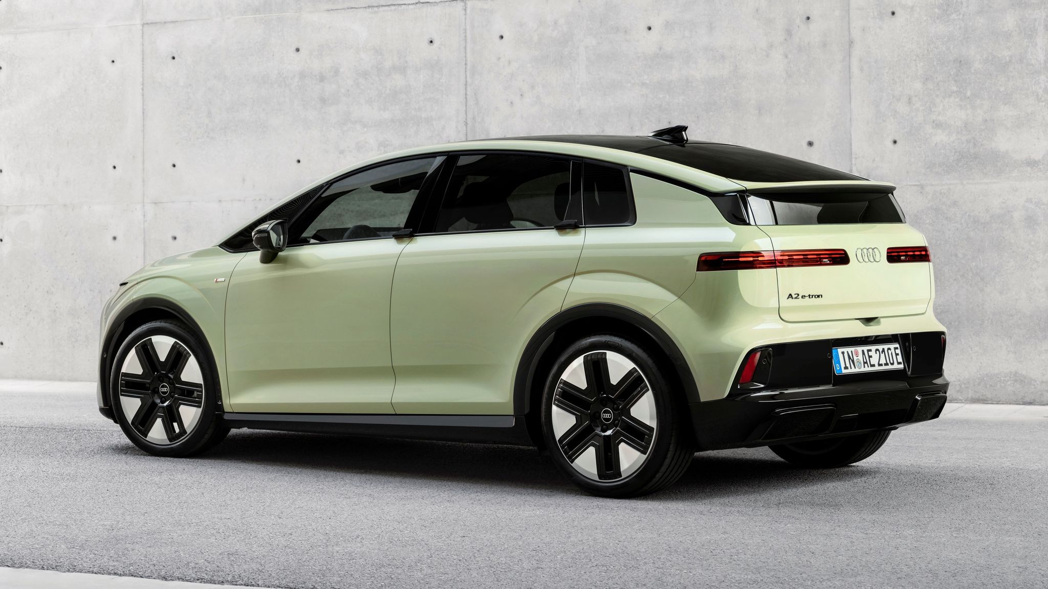 2027 Audi A2 e-tron electric hatch rear three quarter