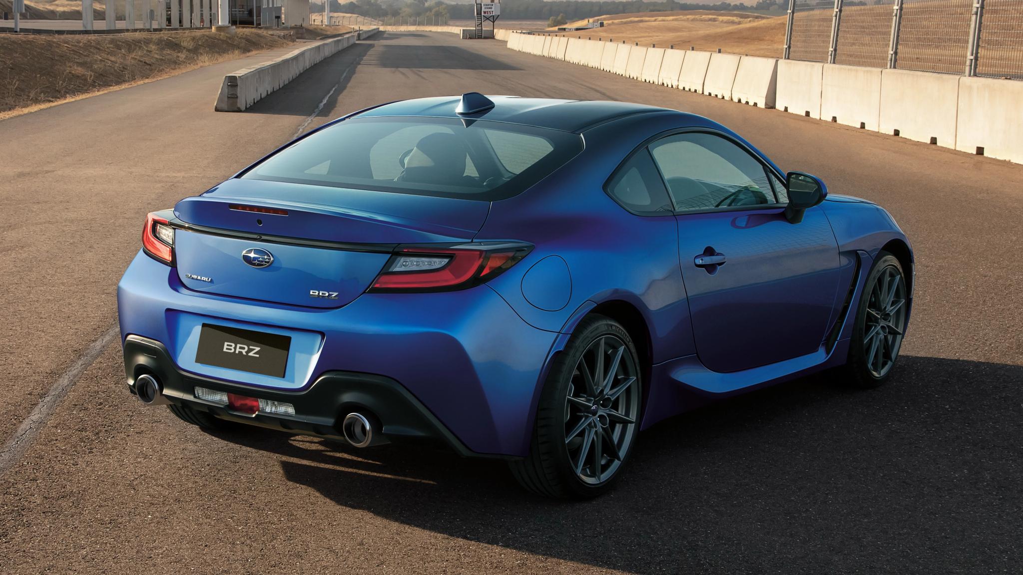 Blue Subaru BRZ tS coupe rear view
