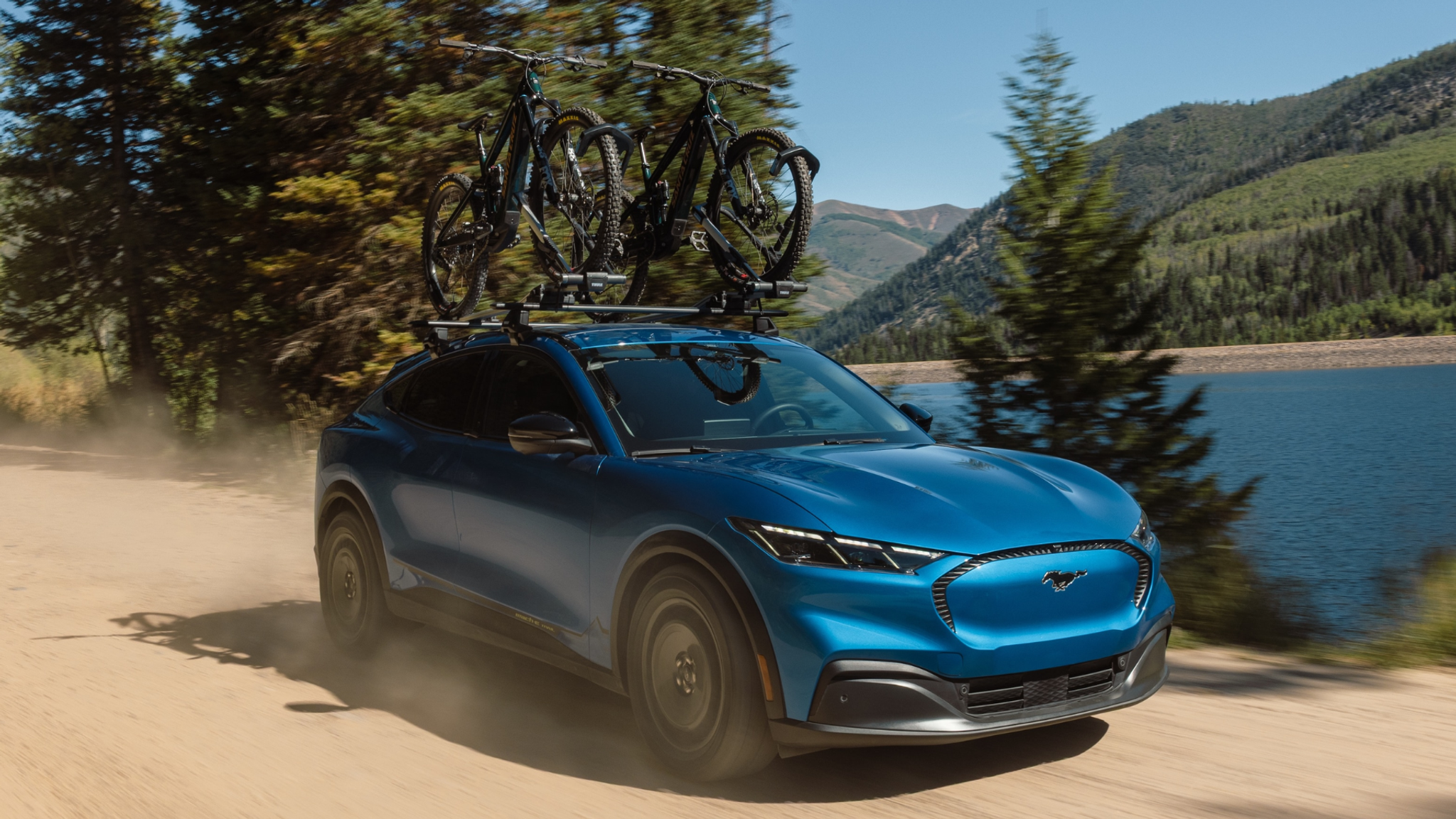 2027 Ford Mustang Mach-E Trail electric SUV in front three-quarter view