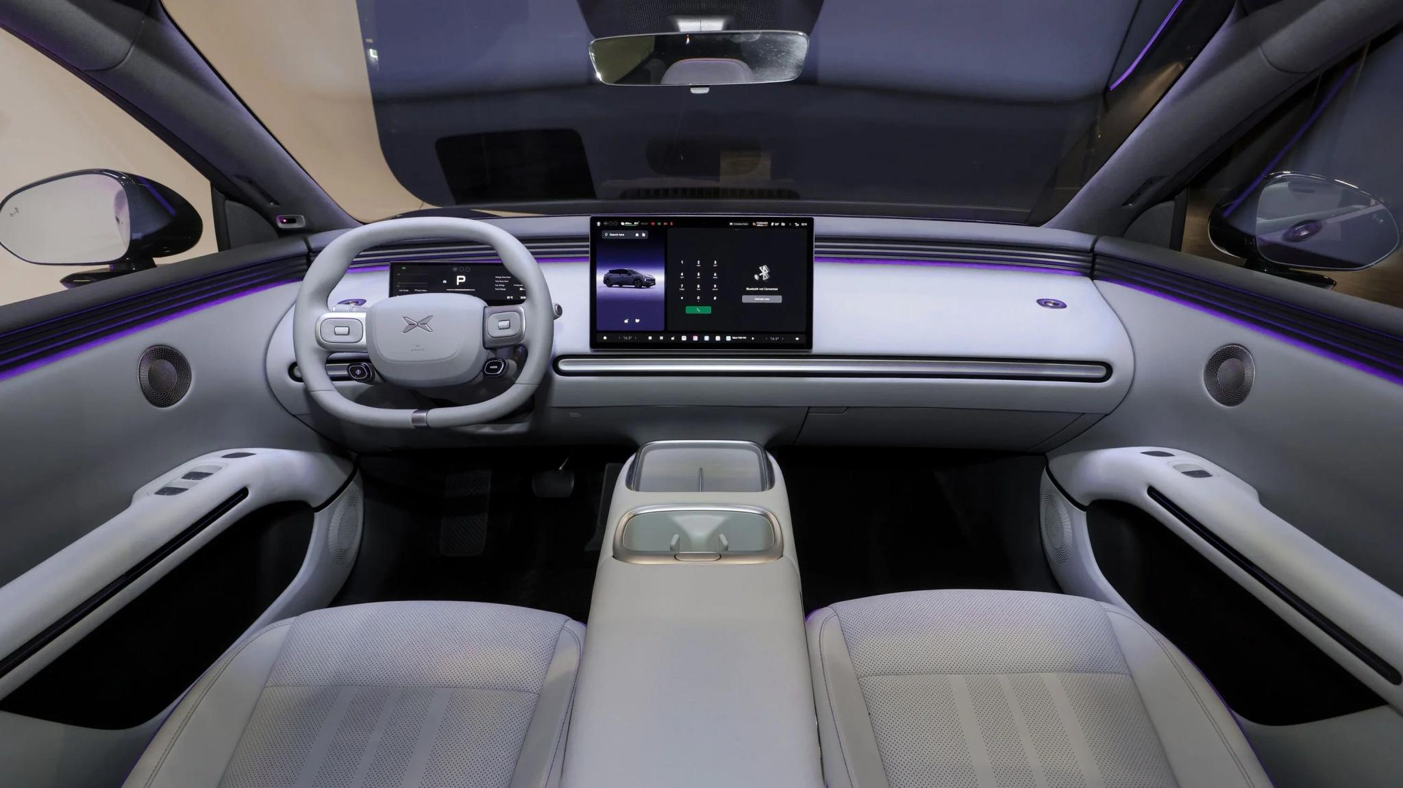 Purple XPeng L03 EV front dashboard